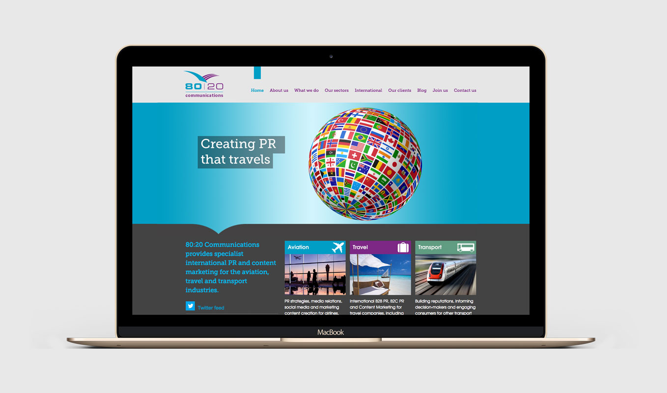 80:20 Communications PR website design by Avid Creative Hampshire